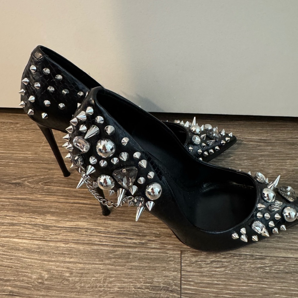 Black Studded Women's Heels